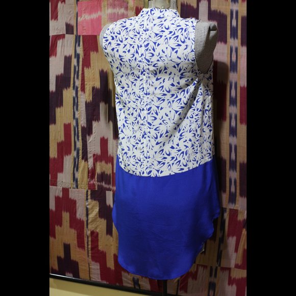 MAEVE Blue and White Silk Tunic - Picture 3 of 8